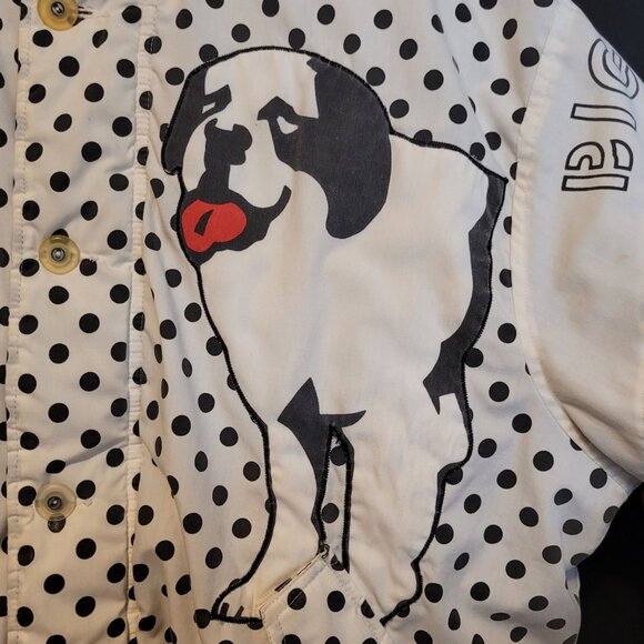 Big Dogs Polka Dot Puffer Coat Dog Logo Print Zip Pockets Adult M/L 90s Retro - Picture 2 of 12